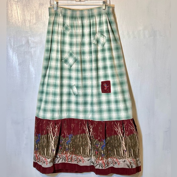 Smith & Hawken Dresses & Skirts - Handmade one of a kind patchwork skirt corduroy ducks  nature wildlife plaid.